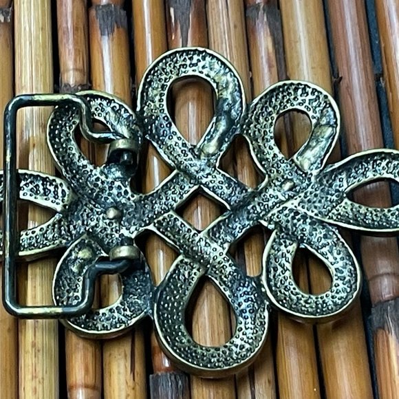 VINTAGE New Belt Buckle Fancy Rhinestone Encrusted Swirl Design Brass Metal - Picture 3 of 5